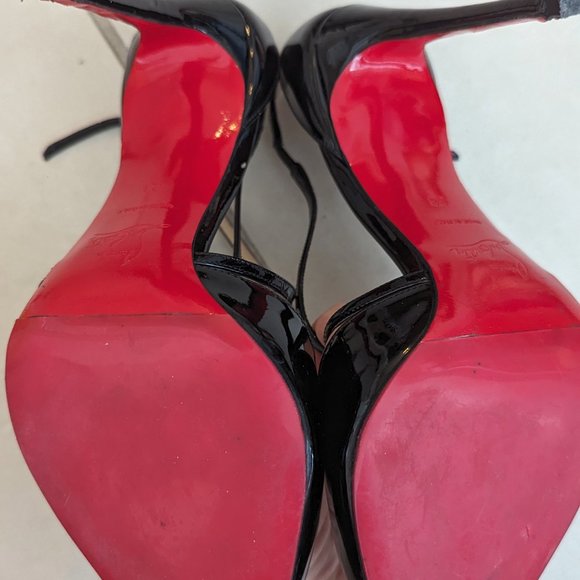 Christian Louboutin Black Patent Leather Uptown Ankle Strap Pumps - Picture 5 of 7